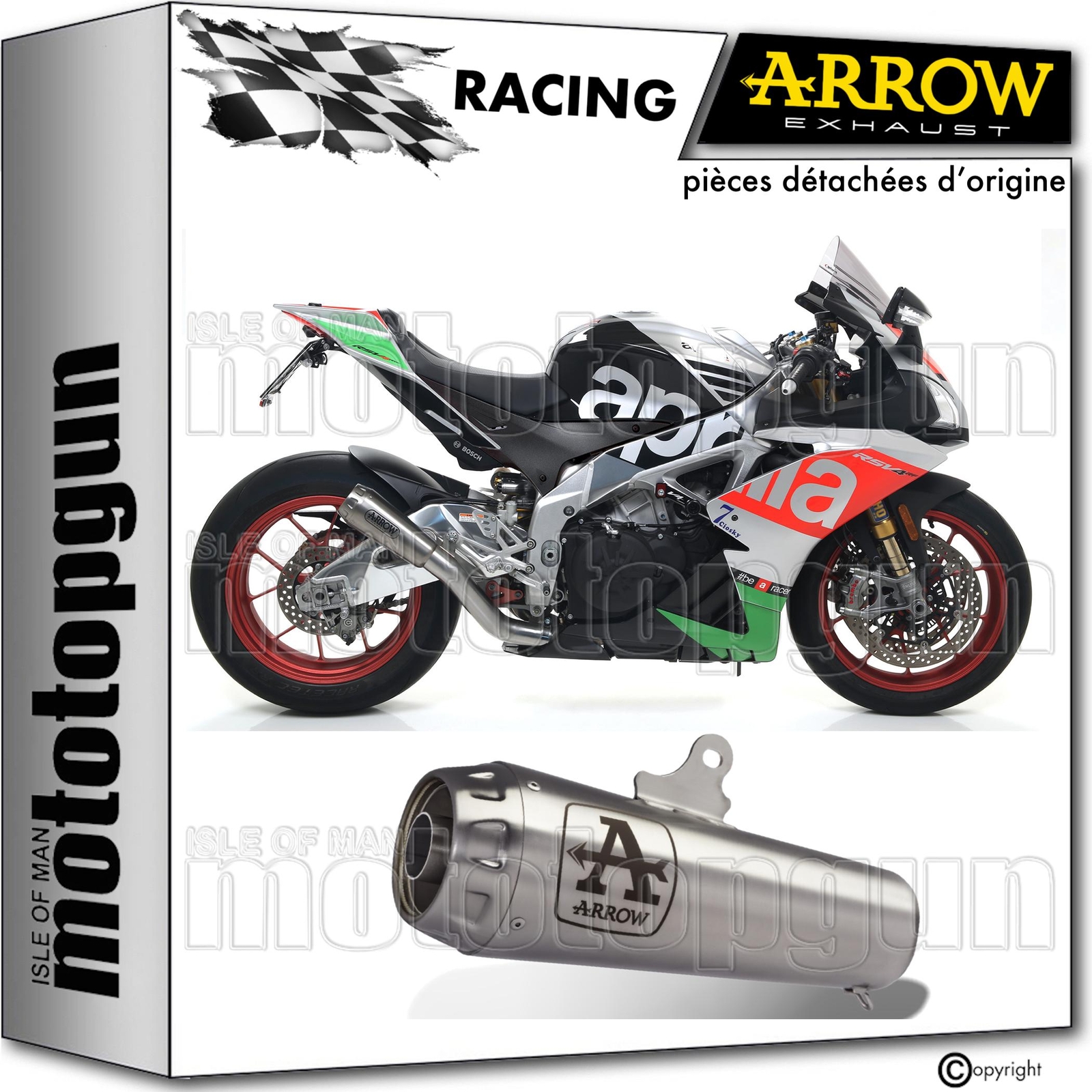 Silencieux Racing Arrow Pro-Race Titane Aprilia RSV-4 RF 2015 pour Trackday