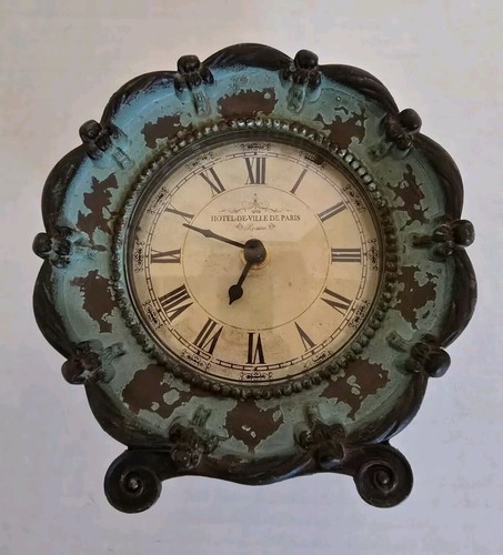 1879 Hotel DeVille De Paris Metal Clock Teal Green Decor - 第 2/14 張圖片
