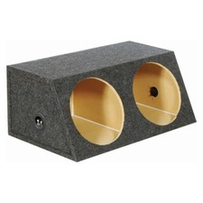 QPower Dual 15 Inch Sealed Heavy-Duty Angled Subwoofer Box 2 X 15" Grey Carpet