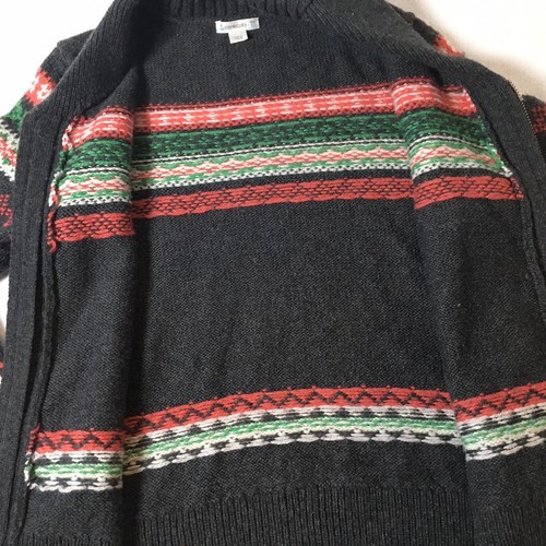 J. Crew Crewcuts Fair Isle Sweater Girls Size 10 Gray Nylon Lambswool Full Zip - Picture 5 of 12