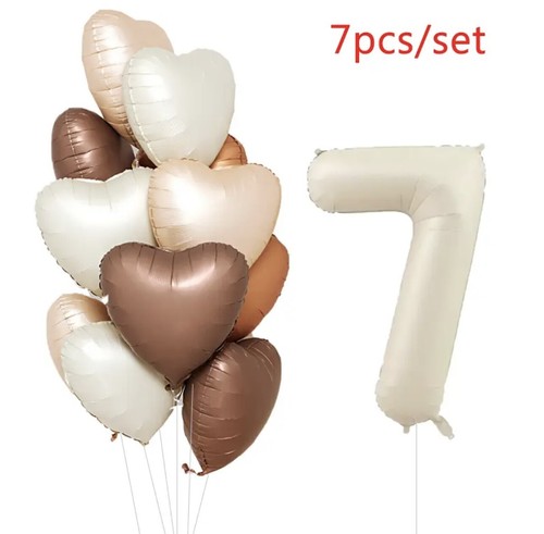 7pcs Biege Caramel Cream Foil 30" Number Balloons Birthday Age Party Decoration - Picture 19 of 27
