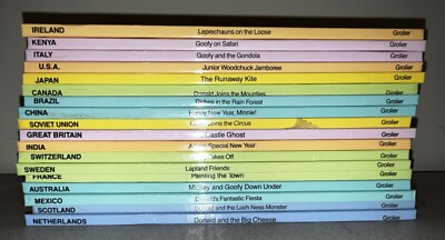 Lot 18 Disney Small World Library Picture Books Grolier Donald Goofy Mickey Set