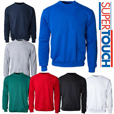 Herren Poly Baumwolle Sweatshirt Uni Freizeit Arbeitskleidung Pullover Langarm Pulli