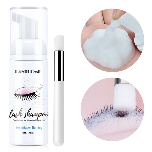 50ML Wimpernverlängerung Shampoo Wimpern+ Pinsel Set Augenlid-Reiniger schäumend - Bild 9 von 10