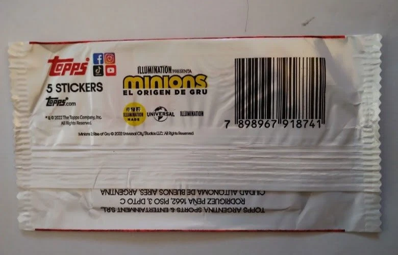 Pack Pegatinas Topps Minions The Rise of Gru Versión Argentina 2022 Foto 2 de 2