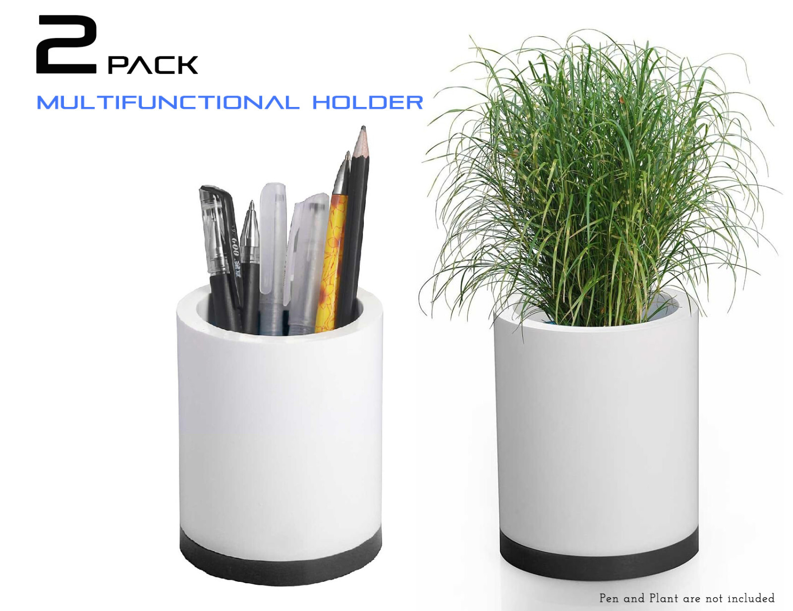 2 Pack Multifunctional Plastic Pen Pot Pencil Holder Desk Tidy Organizer Durable