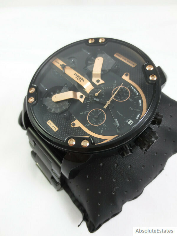 NEW Diesel Mr Daddy 2.0 Black Rose Gold DZ7312 Large Mens