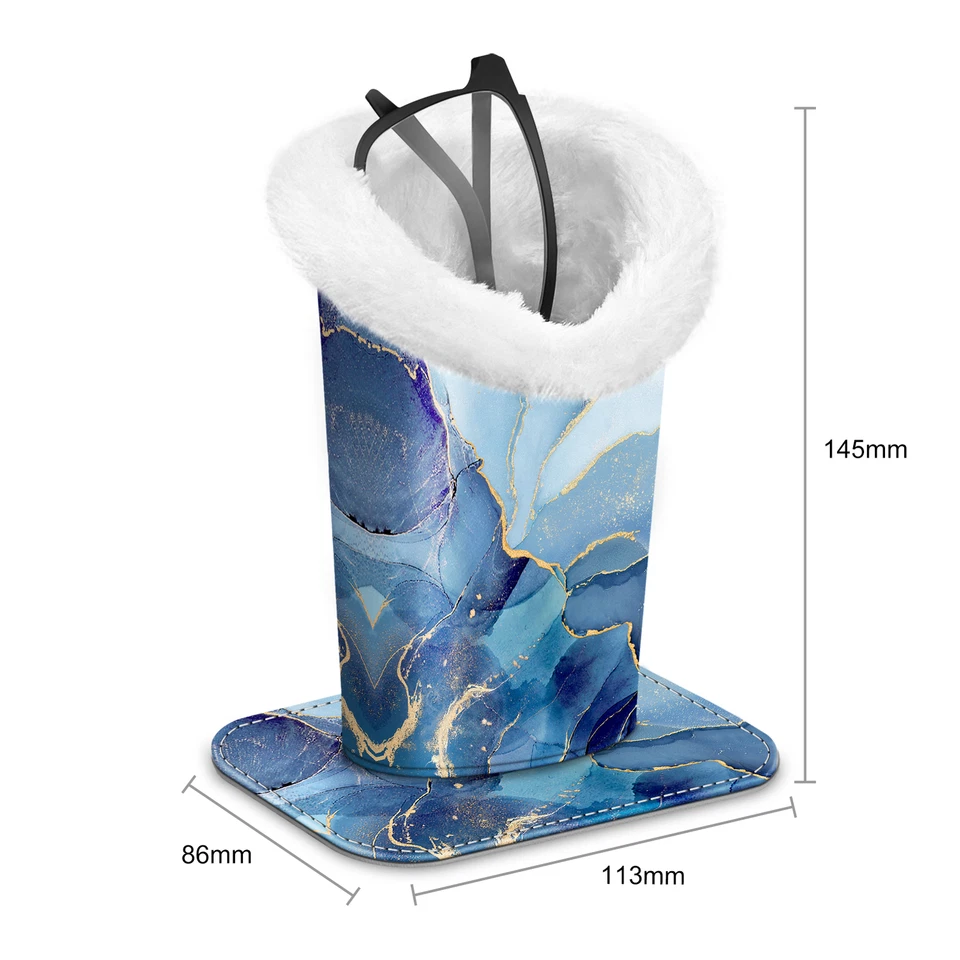 Plush Lined Eyeglasses Holder Vegan Leather Protective Eyeglass Stand Case - Image 4 of 4