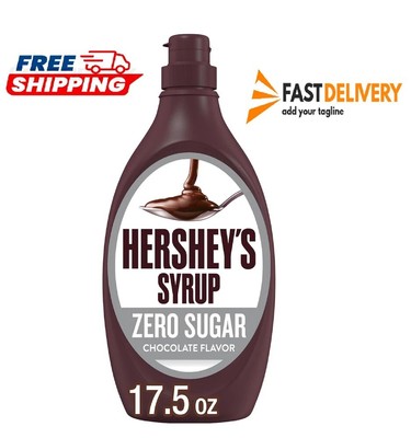 HERSHEY'S Zero Sugar Chocolate Syrup Bottle, 17.5 oz