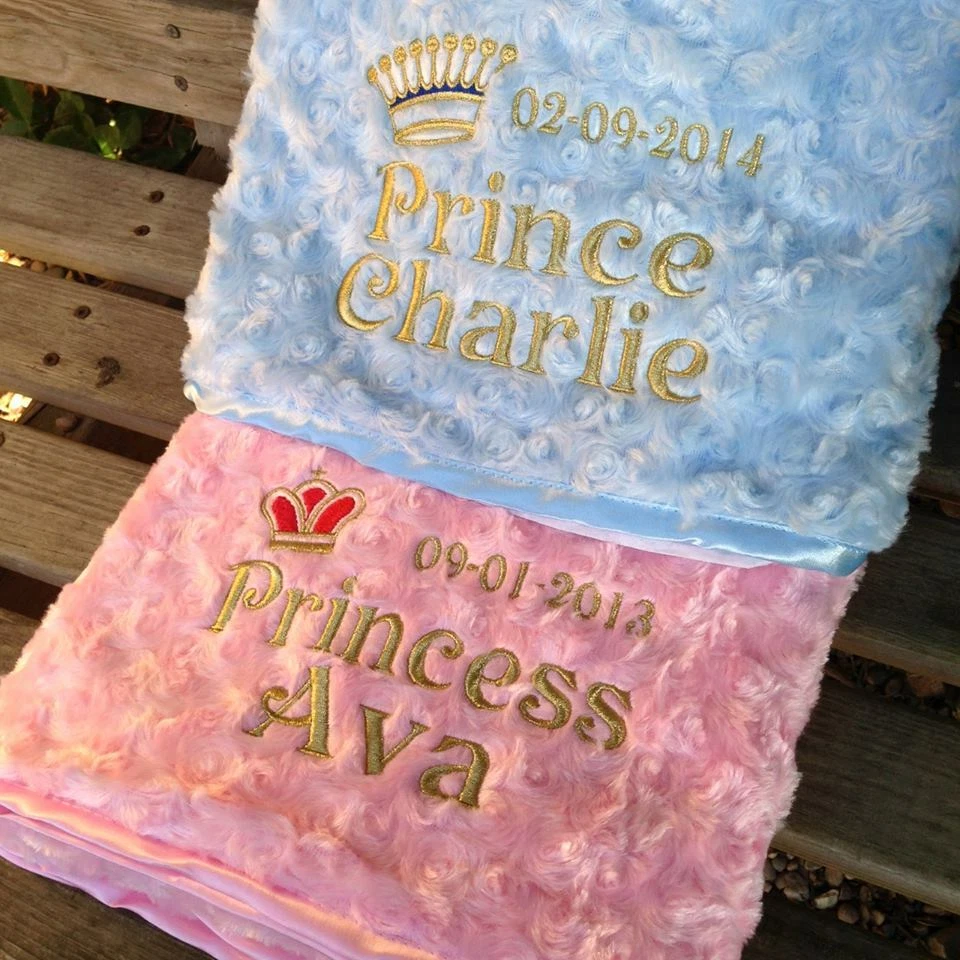 SOFT TOUCH KRONE ATEMBERAUBENDE PRINZESSIN JUNGE MÄDCHEN PERSONALISIERTE BESTICKTE BABYDECKE