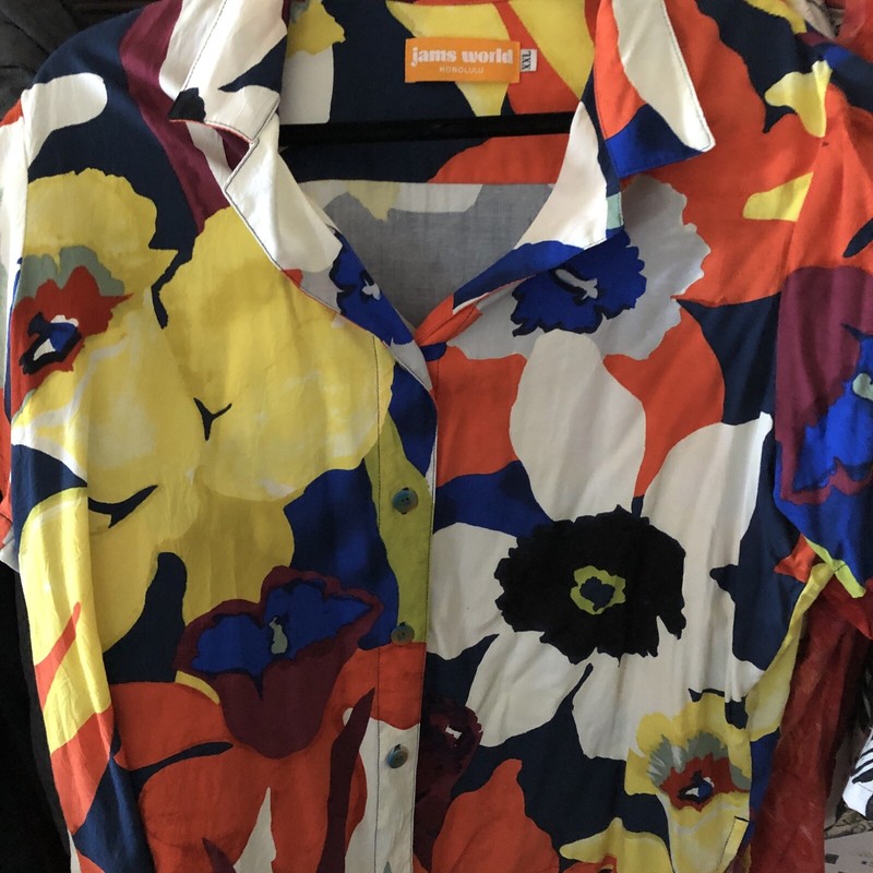 JAMS WORLD🌺WOMANS 2XL BLOUSE “ BAMBOO ORCHID” 💯 % RAYON EUC
