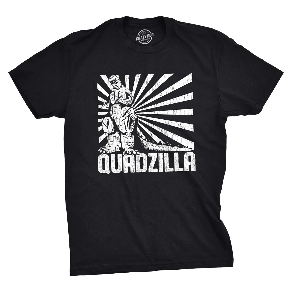 Mens Quadzilla T Shirt Funny Gym Tee Leg Day Tshirt Joke Workout Top