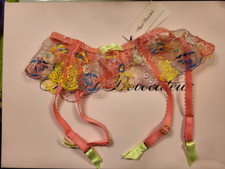 Agent Provocateur Zuri Pink Multi-color,Suspender/Garter Belt, AP4 Large NWT
