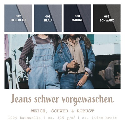 Jeans schwer vorgewaschen - Deni Stoff Meterware - robuster Jeansstoff *Ab 50cm