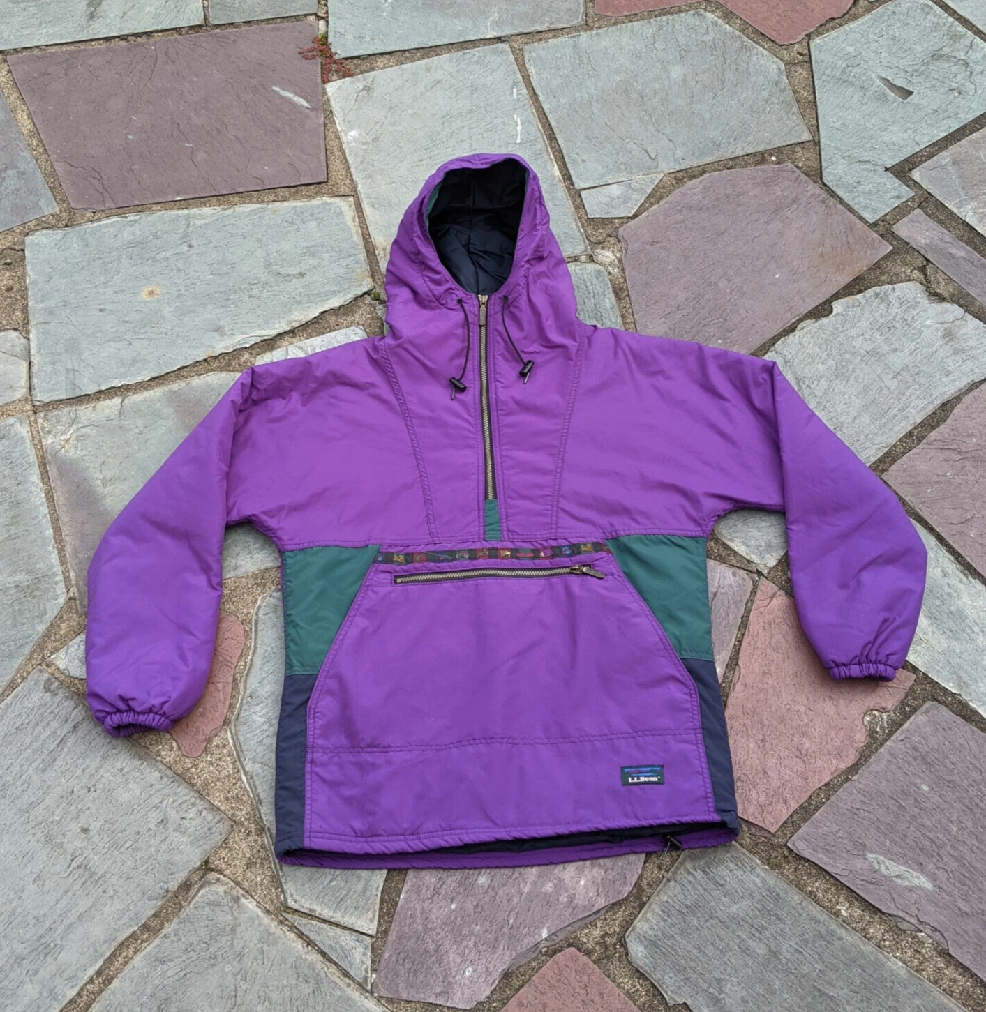 L.L. Bean Purple Jacket Men's Size S Thinsulate USA Anorak Hooded Outdoors