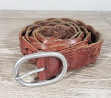 Gap Women's Size Medium Brown Woven Leather Belt Silve Toned Buckle