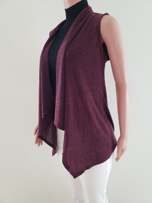 NEW Style & Co Women Vest Size XS Dried Plum Crochet Jersey Polyester Spandex S5