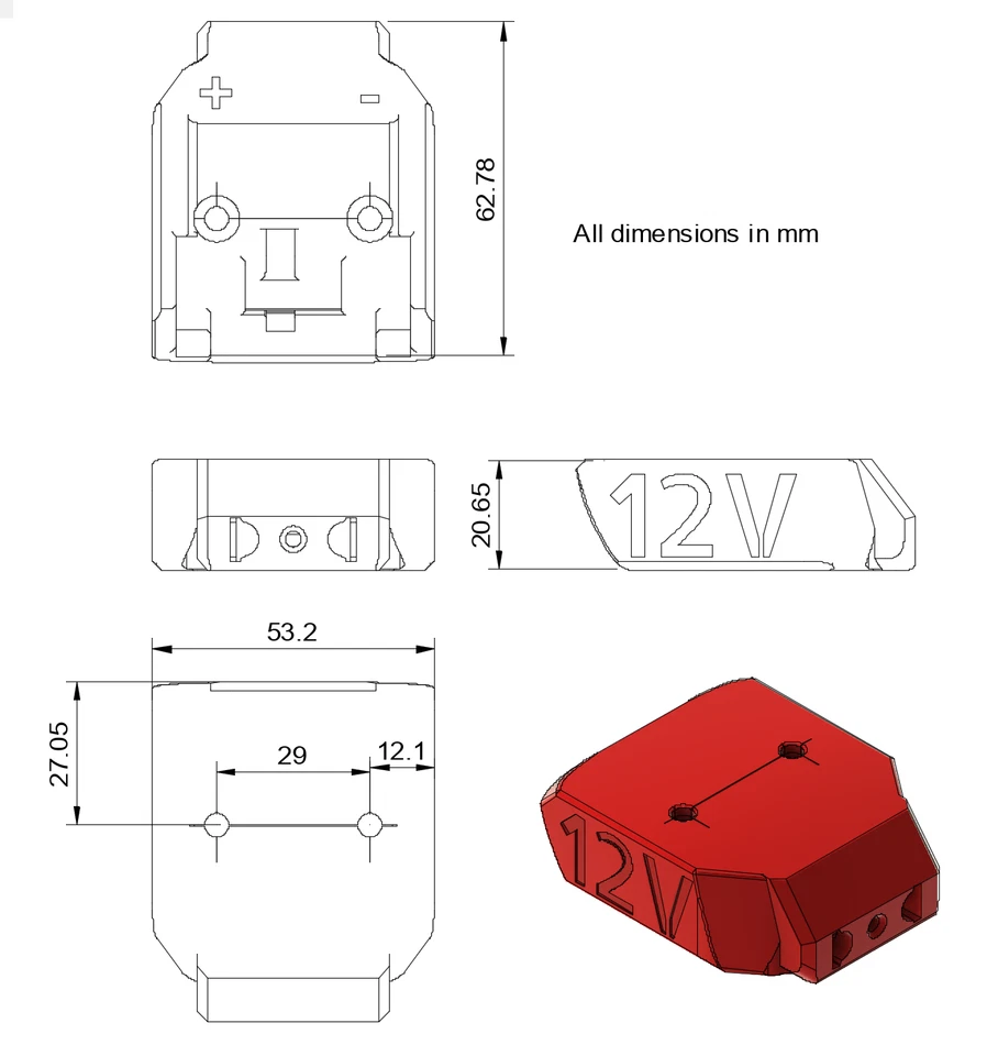 Adaptador para DeWALT o Hércules 12v Max batería calibre 12 dock conector de alimentación Foto 4 de 4