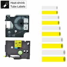 White / Yellow Industrial Heat Shrink Tube fits Brother P-Touch / Dymo Rhino 