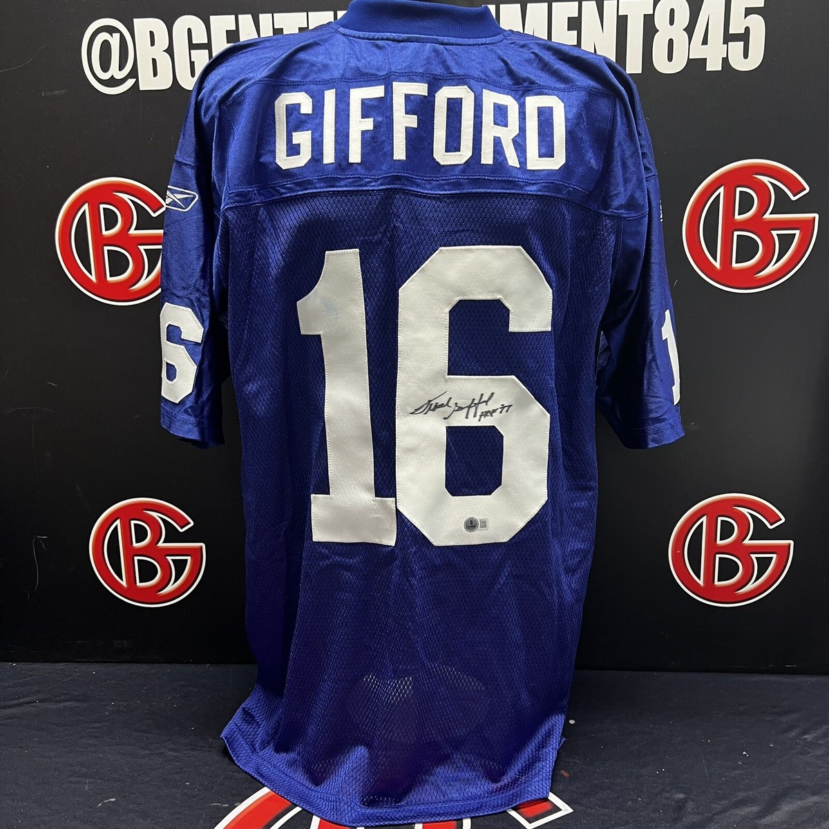 Frank Gifford Autographed New York Giants Jersey HOF 77 Signed