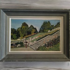 Tableau TADDEI (XXème)  "Parc Jouvet à Valence  " huile sur carton entoilé 1959