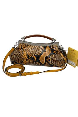 Patricia Nash Leather Kelmscott Kisslock Crossbody Autumn Python