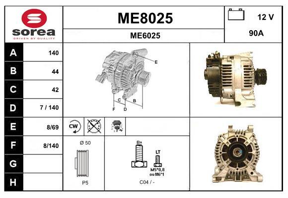 Alternateur SNRA ME8025 pour la rénovation électrique de votre Mercedes