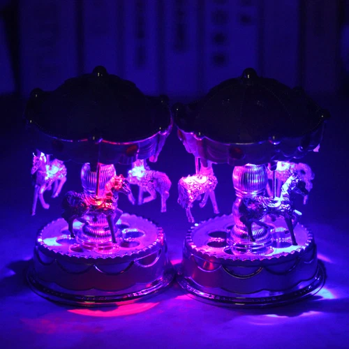 Vintage Horse Carousel Music Box Kids Toy Light Clockwork Musical Birthday Gift - Picture 2 of 8