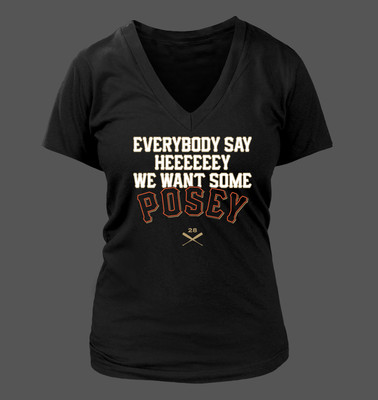 We Want Posey Women's V-Neck T-Shirt - San Francisco Giants Buster Gamerbabes SF