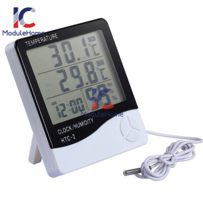 HTC-2 Digital LCD Temperature Thermometer Hygrometer Humidity Meter Clock New