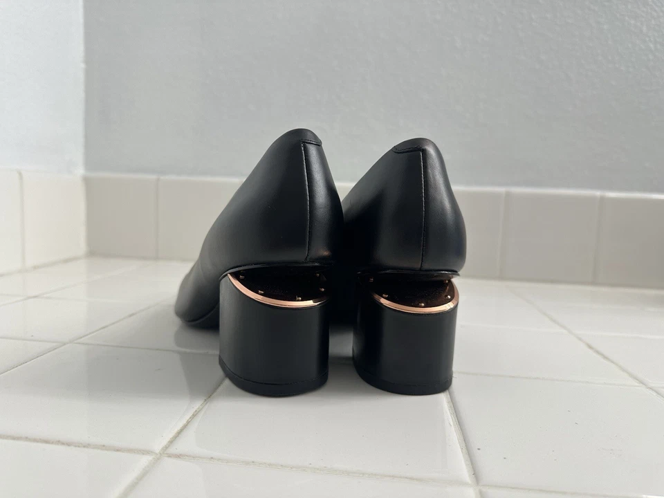 Pamps 36.5 Aleksandr Wang Cutout black Leather Rose Gold Hill Insert Mid Hill - Image 4 of 4