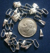 Silver Plated snap on pendant bails 7mm x 3mm snaps onto up eye, eye pin  GPB006