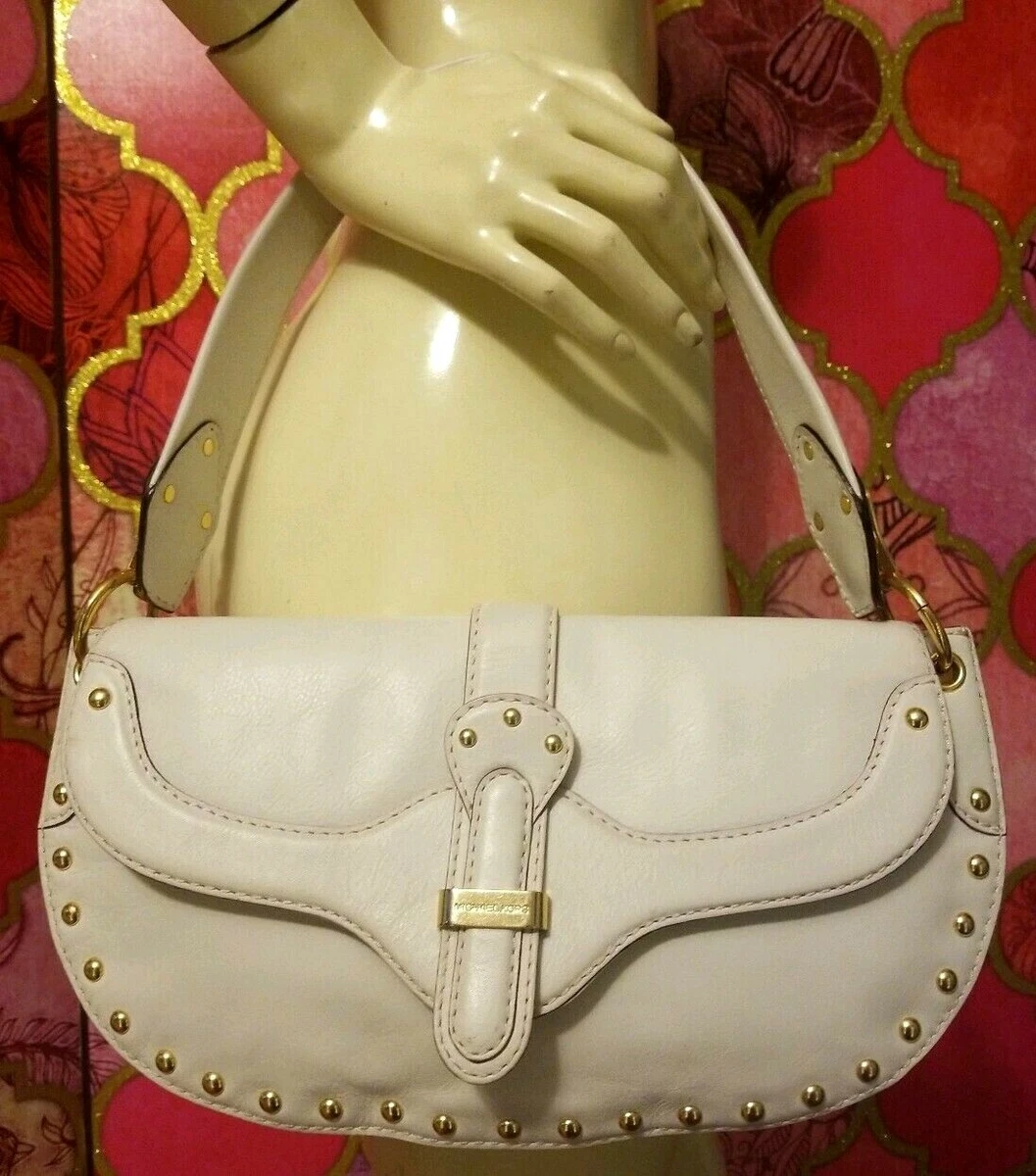 Michael kors white purse hotsell with gold studs