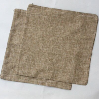 Pillow Cover Woven Light Brown 2 Set Zippered Square 16.5 x 16.5 Dr. Nature NEW