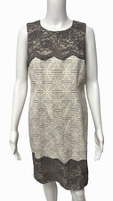 Ann Taylor LOFT women's sheath dress sleeveless lace beige size 4