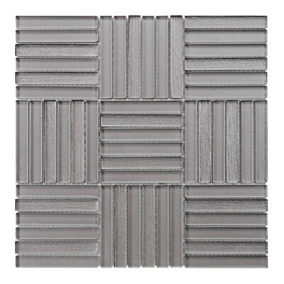 Taupe Gray Cold Spray Crystal Glass Parquet Mosaic Tile Kitchen Wall Backsplash
