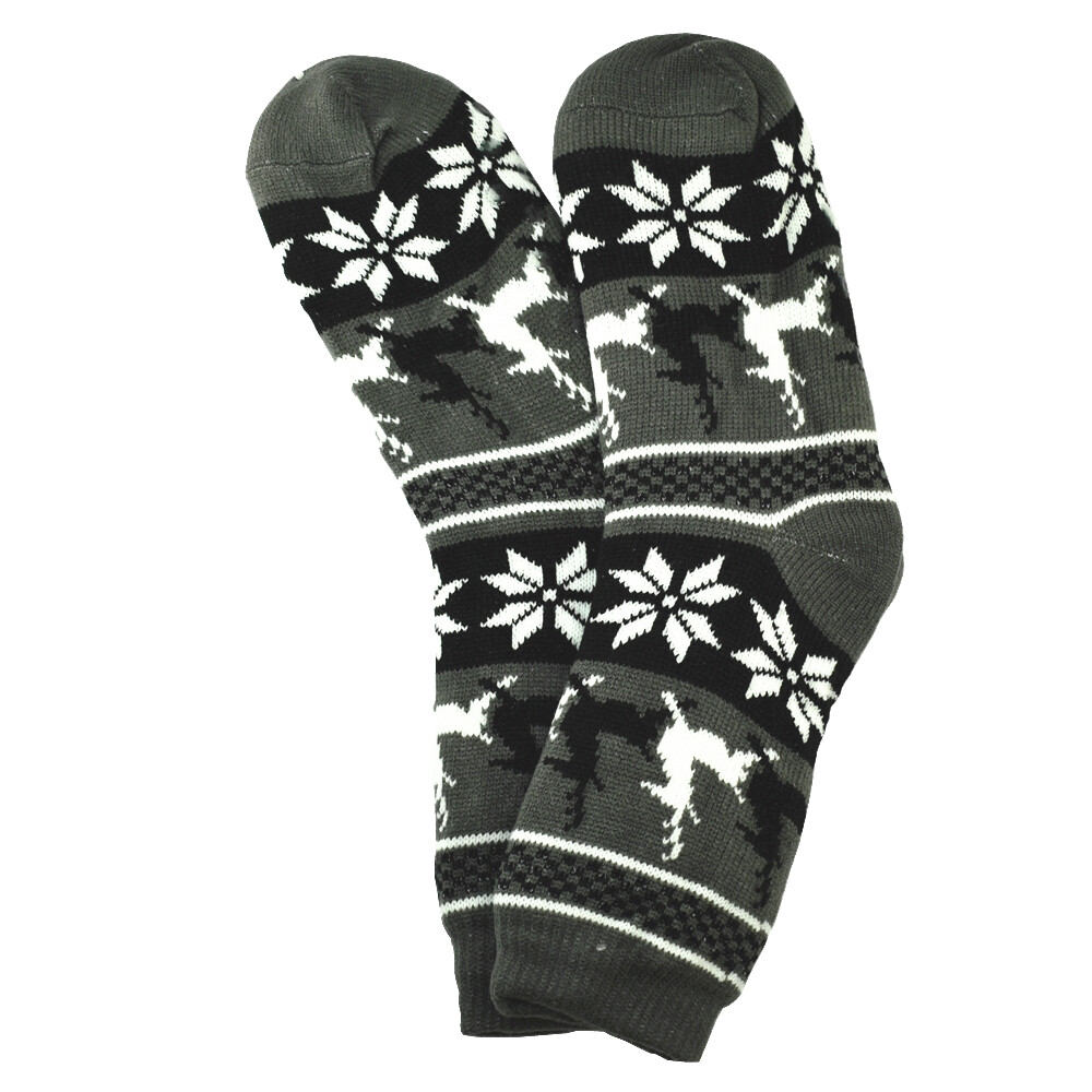 Men's Fuzzy Sherpa Fleece Lined Slipper Socks With Non-Skid Bottoms – Deer Design