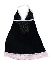 Victoria's Secret "The Lacie" Halter Lingerie Womens Size Large Black Pink Lace