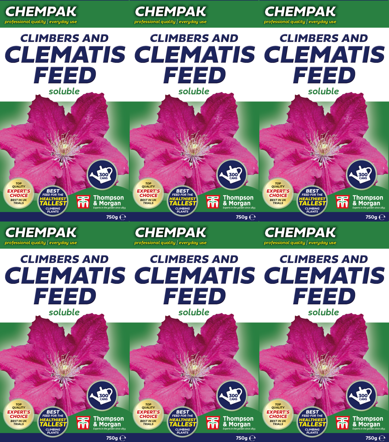 6x Chempak Climbers & Clematis Plants Healthy Growth Plant Food Feed - 750g