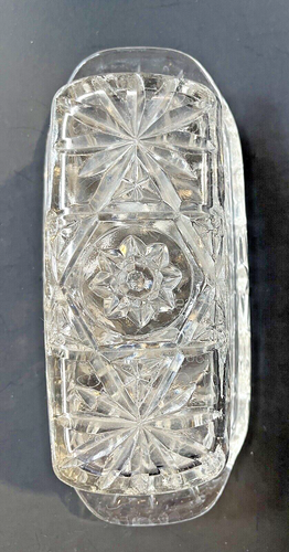 Anchor Hocking Prescut Clear Star Butter Dish W/Lid Vintage A01515 - Picture 4 of 4