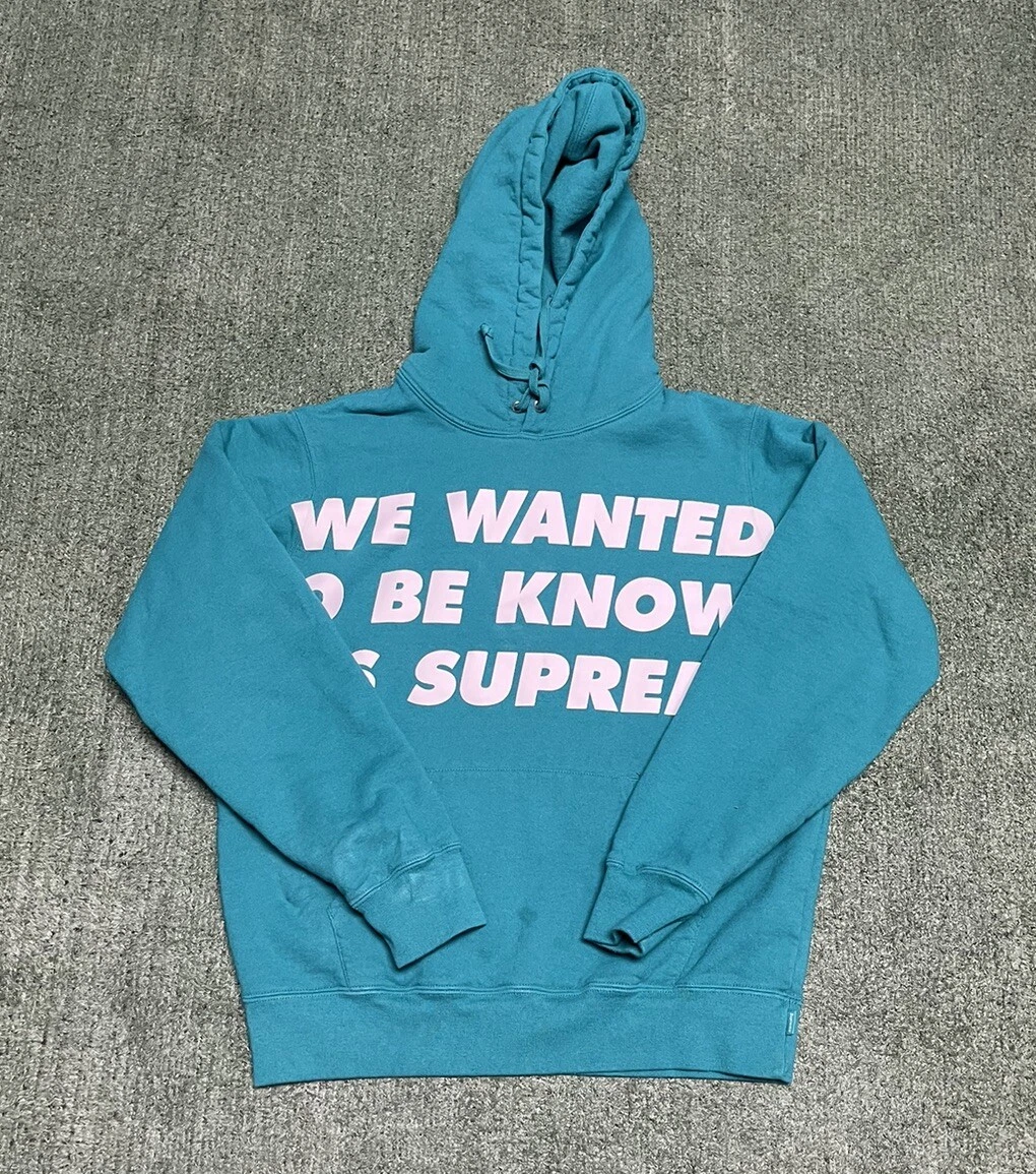 Sweat shirt à capuche Supreme Known As taille S foncé Aqua SS20 authentique 