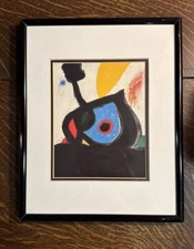 Joan Miro L'Oeil bleu du volcan Matted And Framed Print 8x10 1994