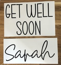Personalised Get Well Soon Vinyl Decal Stickers For Balloons, Gift, Box