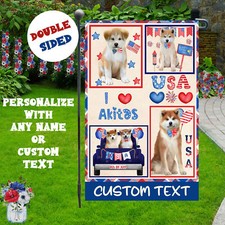 Bandera de jardín Akita perros personalizada doble cara 12,5"x18" muchos diseños nueva con etiquetas