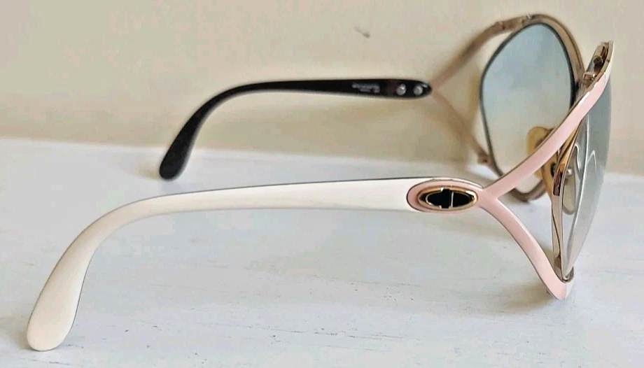 VINTAGE DIOR BUTTERFLY POLAR WHITE SUNGLASSES 1980'S MADE IN AUSTRIA Pink Cream - Image 2 of 4