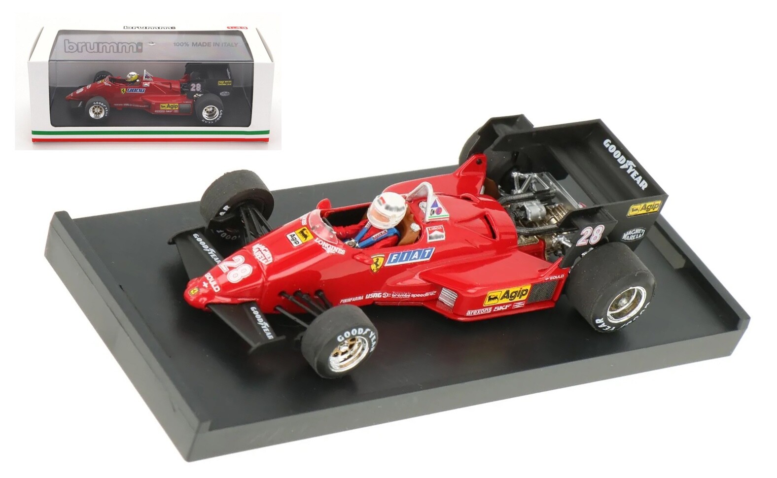 Brumm Ferrari 126 C4 1.5 V6t #28 3rd Belgium GP 1984 - Rene Arnoux 1/43 Scale