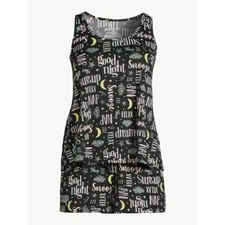 Joyspun WOMEN size M (8-10) Print Tank Top and Shorts Pajama Set 2-Piece black