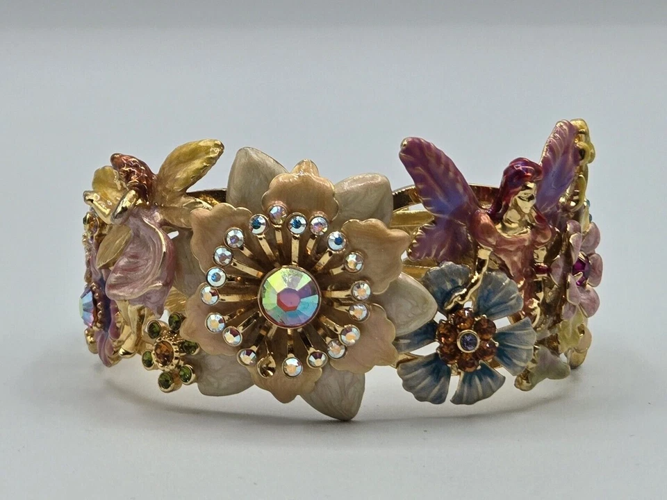 Brazalete con bisagras Kirks Folly Fantasy "Jardín de hadas" flores mariposa Foto 4 de 4
