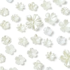 200Pcs Plastic Pearl Flower Bead Caps White Floral End Caps DIY Jewelry Making