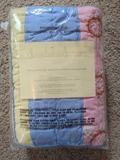 Pottery Barn Kids Euro Pillow Sham Spring Flowers Quilted Embroidered Stripe NEW